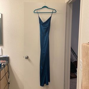 VICI Teal satin midi dress